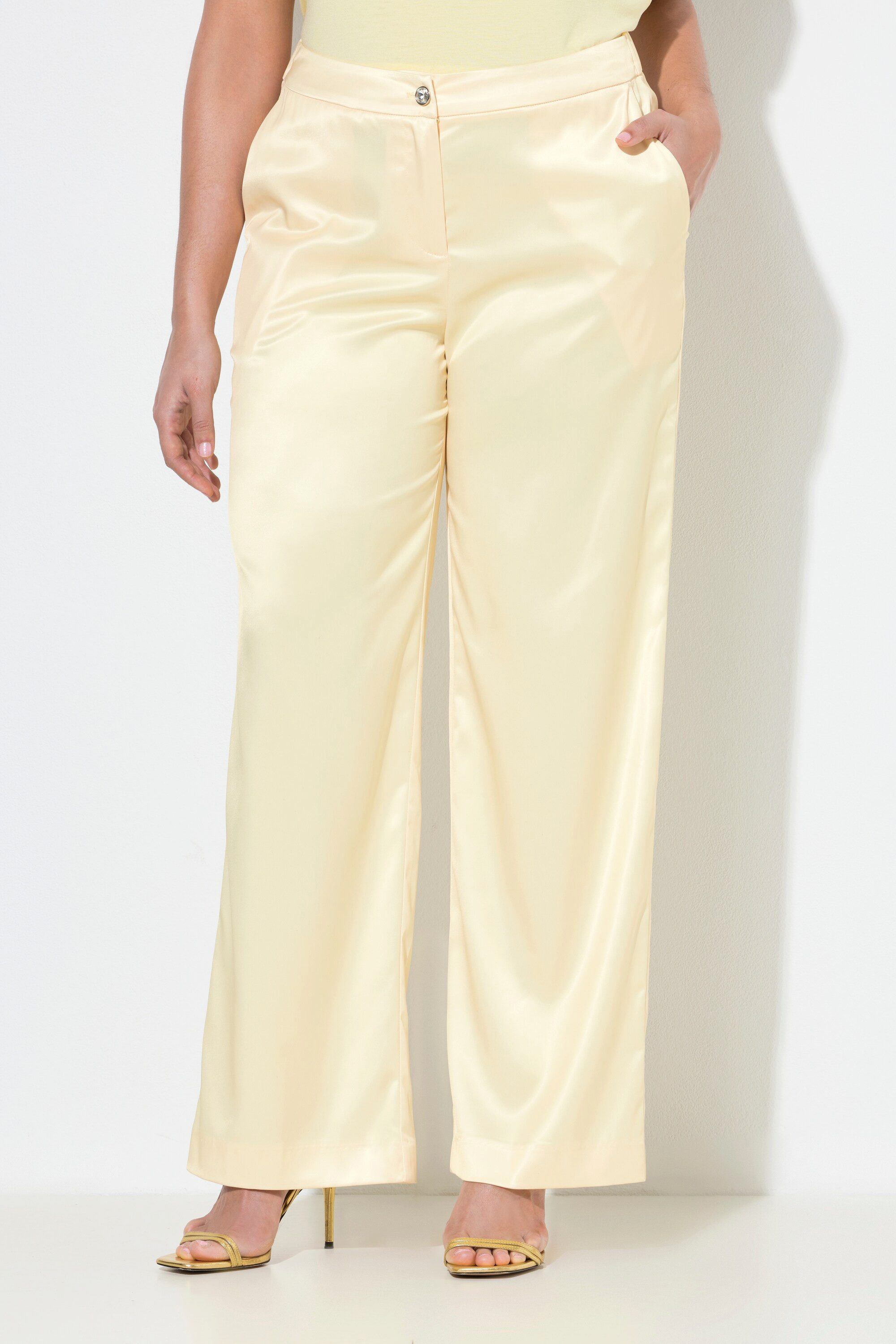 Ulla Popken Funktionshose Hose Mary weites gerades Bein Elastikbund