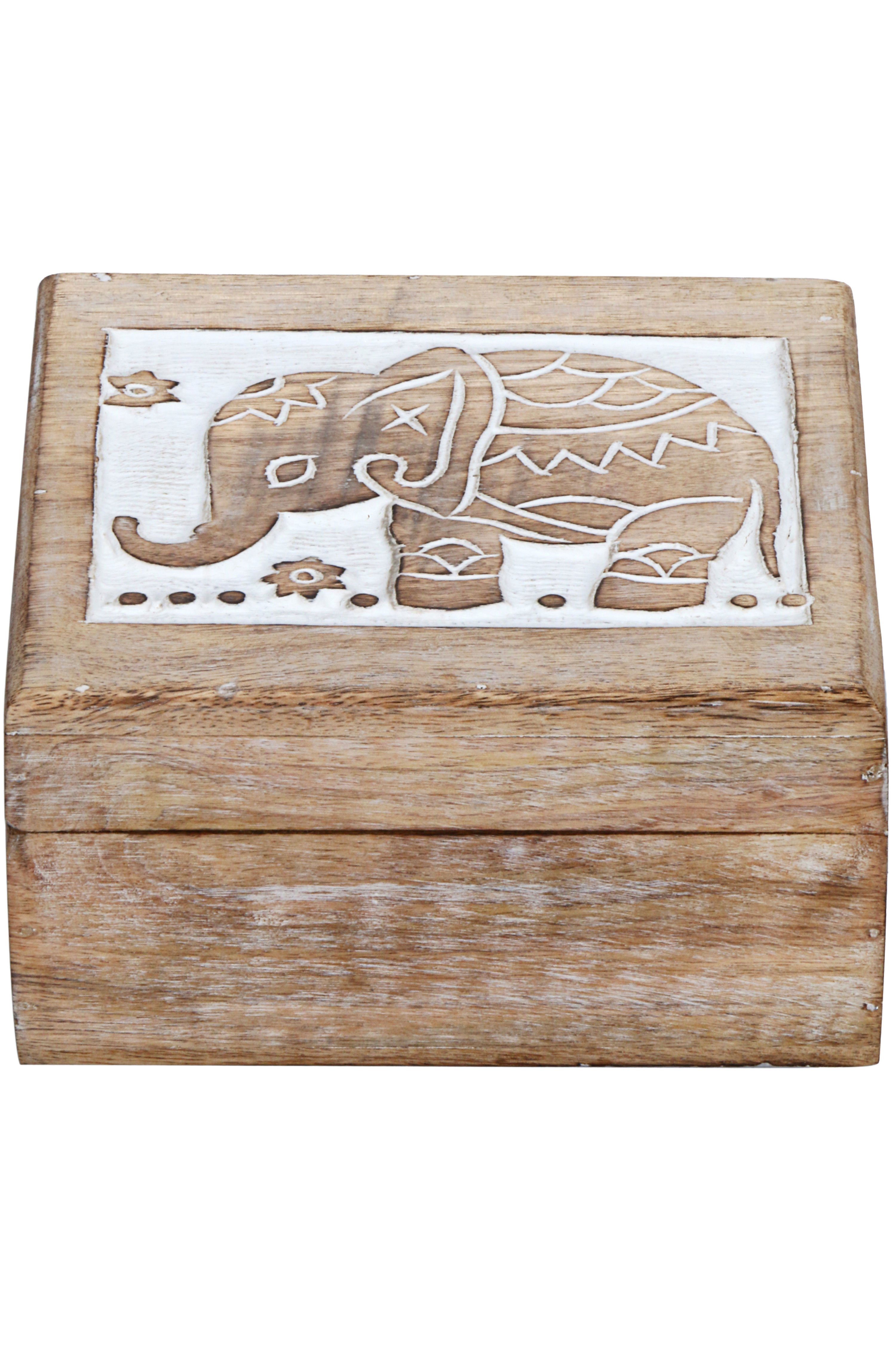 Marrakesch Orient & Mediterran Interior Aufbewahrungsbox Orientalische Aufbewahrungsbox Awa modern aus Mangoholz in Braun 17 cm (Stück, 1 St., 1), Handarbeit