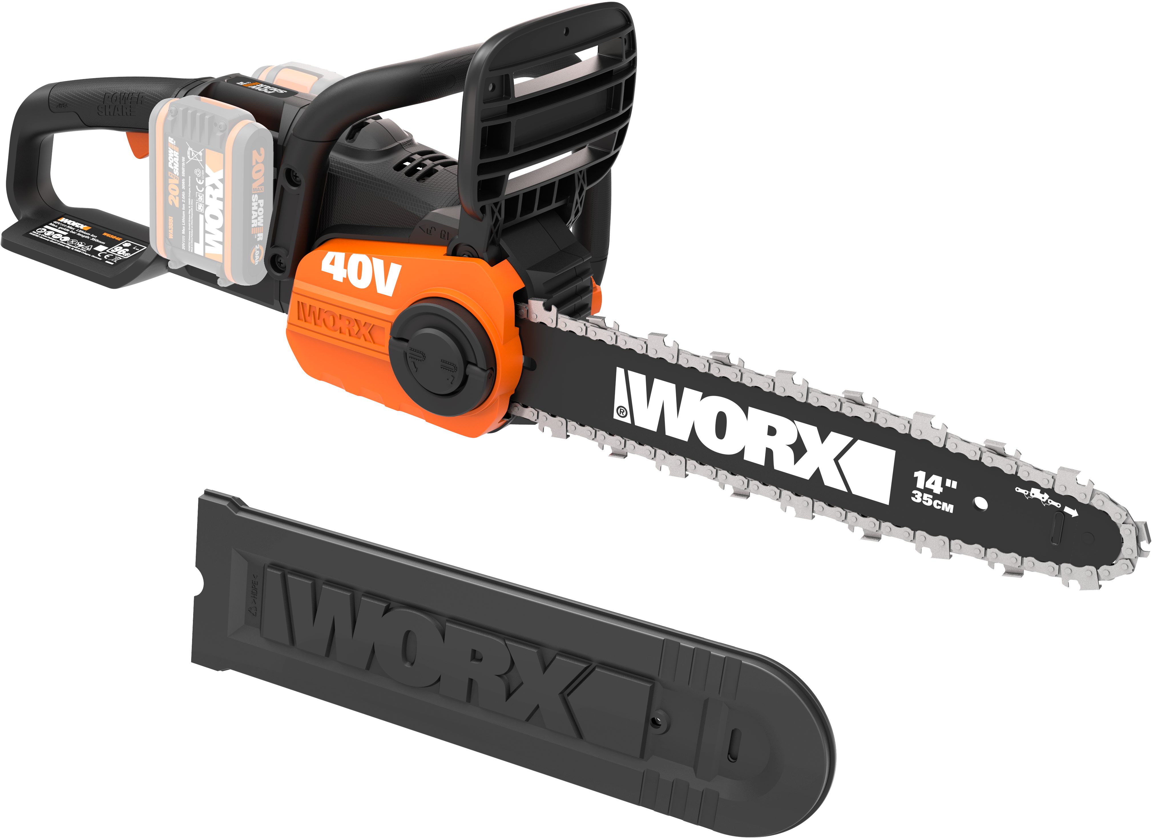 Worx Akku-Kettensäge WG384E.9, 35 cm Schwertlänge, ohne Akku und Ladegerät