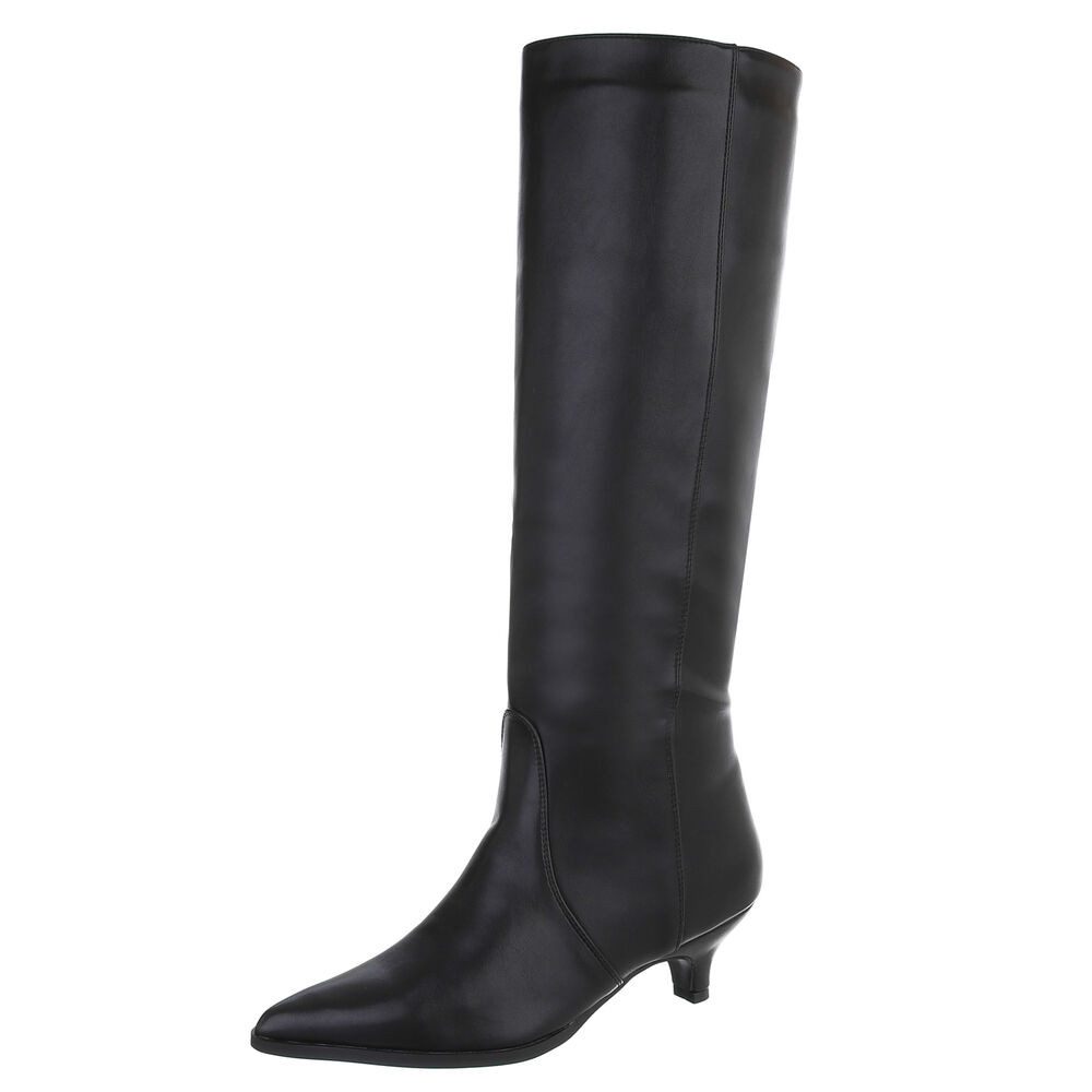 Ital-Design Kniehoher Damenstiefel mit Spitz zulaufender Form Stiefel (92732117) Kleiner Trichter Stiefel in Schwarz