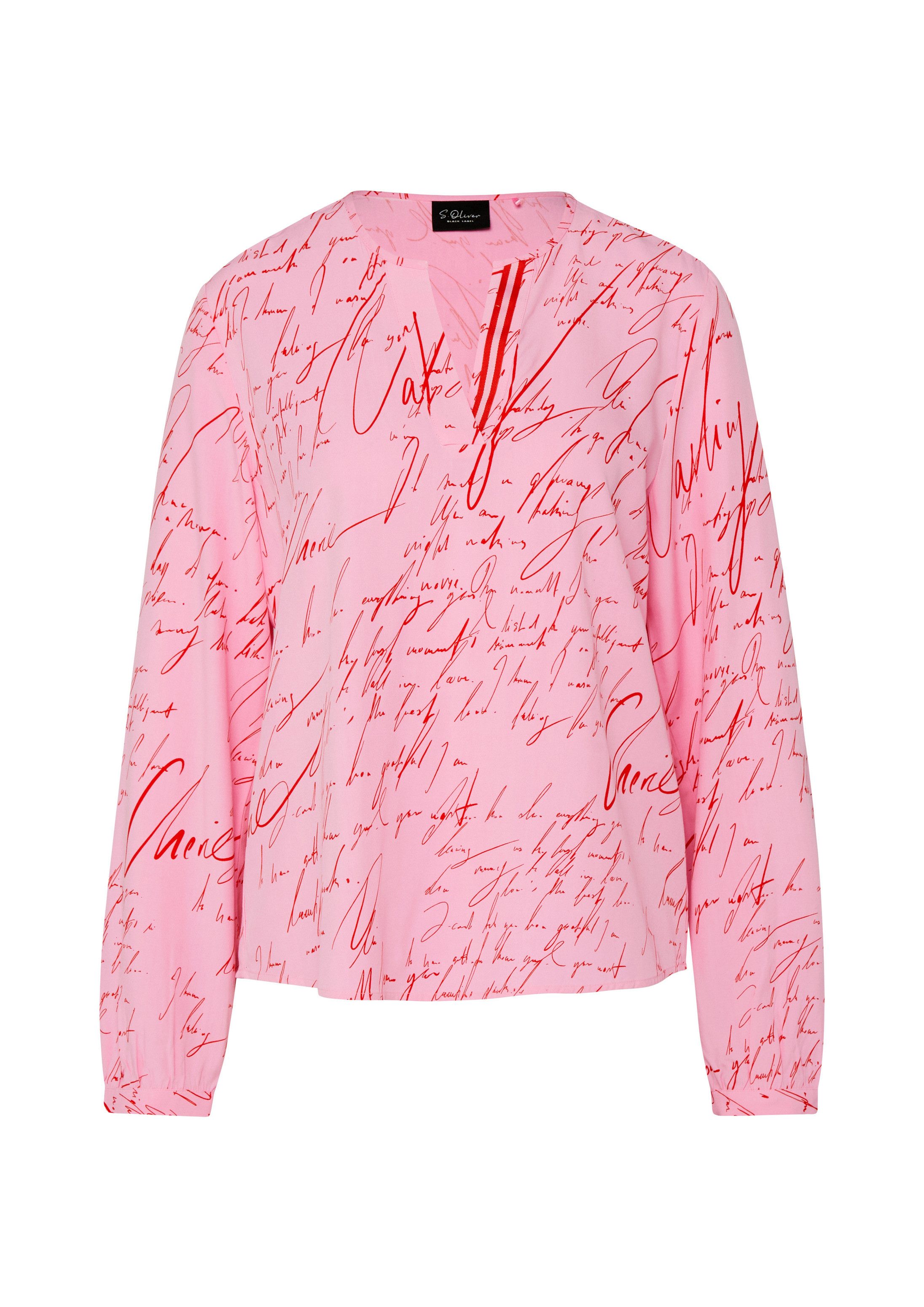 s.Oliver Langarmbluse Bluse Viskose-Bluse mit V-Ausschnitt und All-over-Print