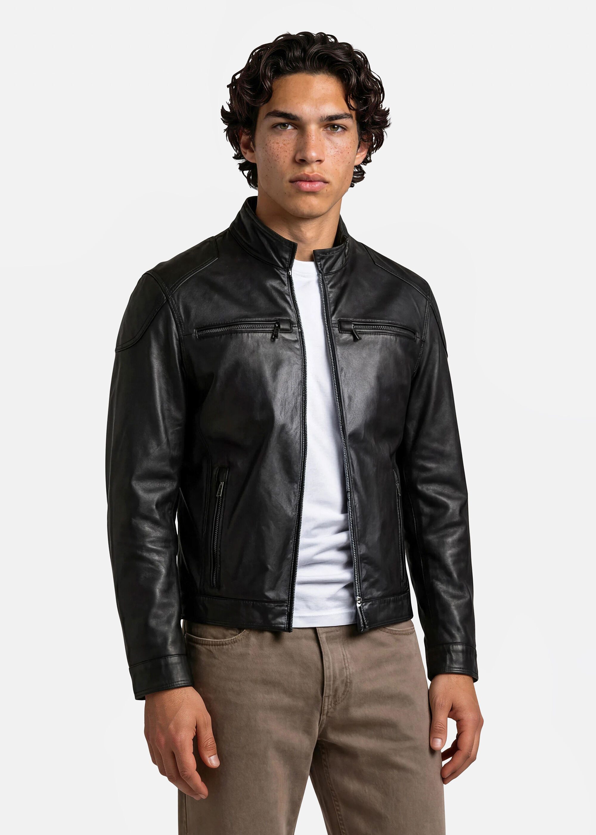 bugatti Lederjacke BUFILIPPO (1-St) mit Reißverschlusstaschen