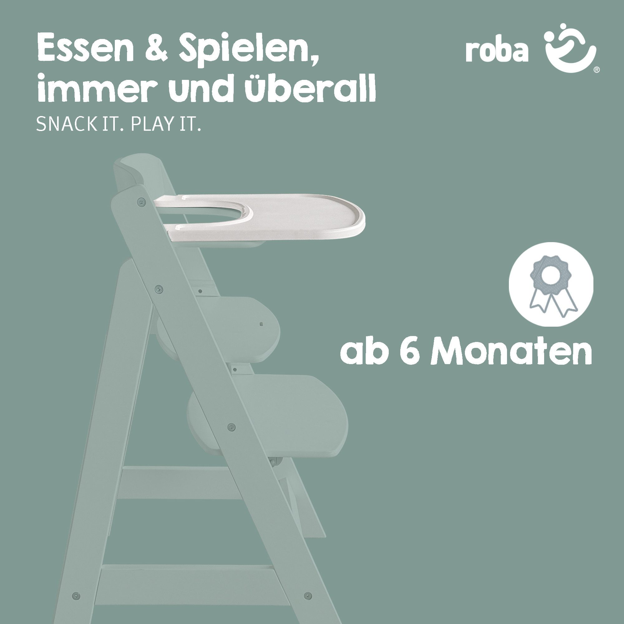 roba® Hochstuhltablett Essbrett für roba Hochstuhl Sit Up Flex, Liv Up & Born Up, Plastik, (Kompatibel mit Gurtsystem und Hochstuhlauflagen), Schnelle Klickbefe – Bild 4 von 5