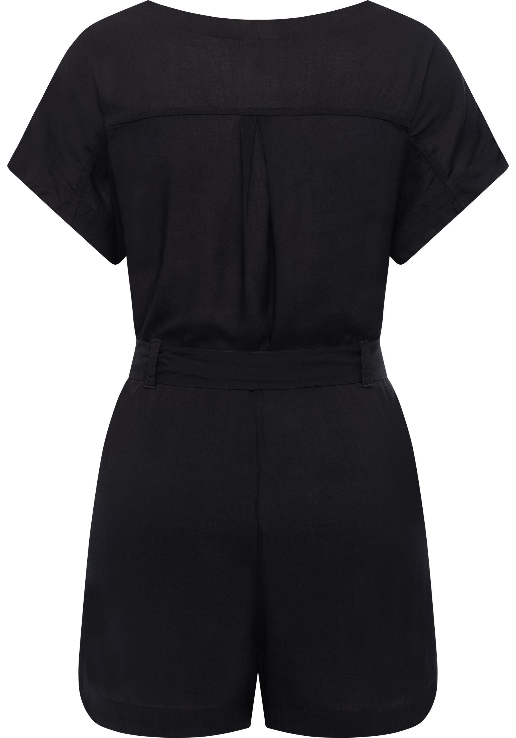 Ragwear Jumpsuit Salwin Solid Kurzer Overall mit Taillen-Bindeband