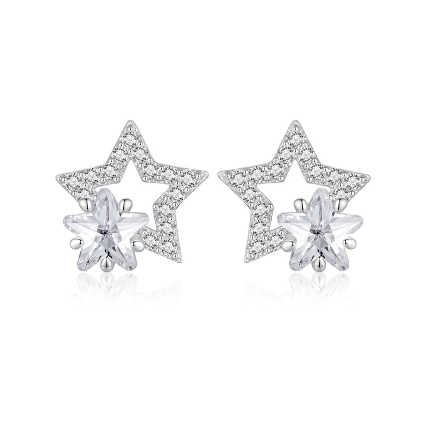 Gnoce Ohrring-Set Gnoce Ohrschmuck Sterne HSE277 Silber