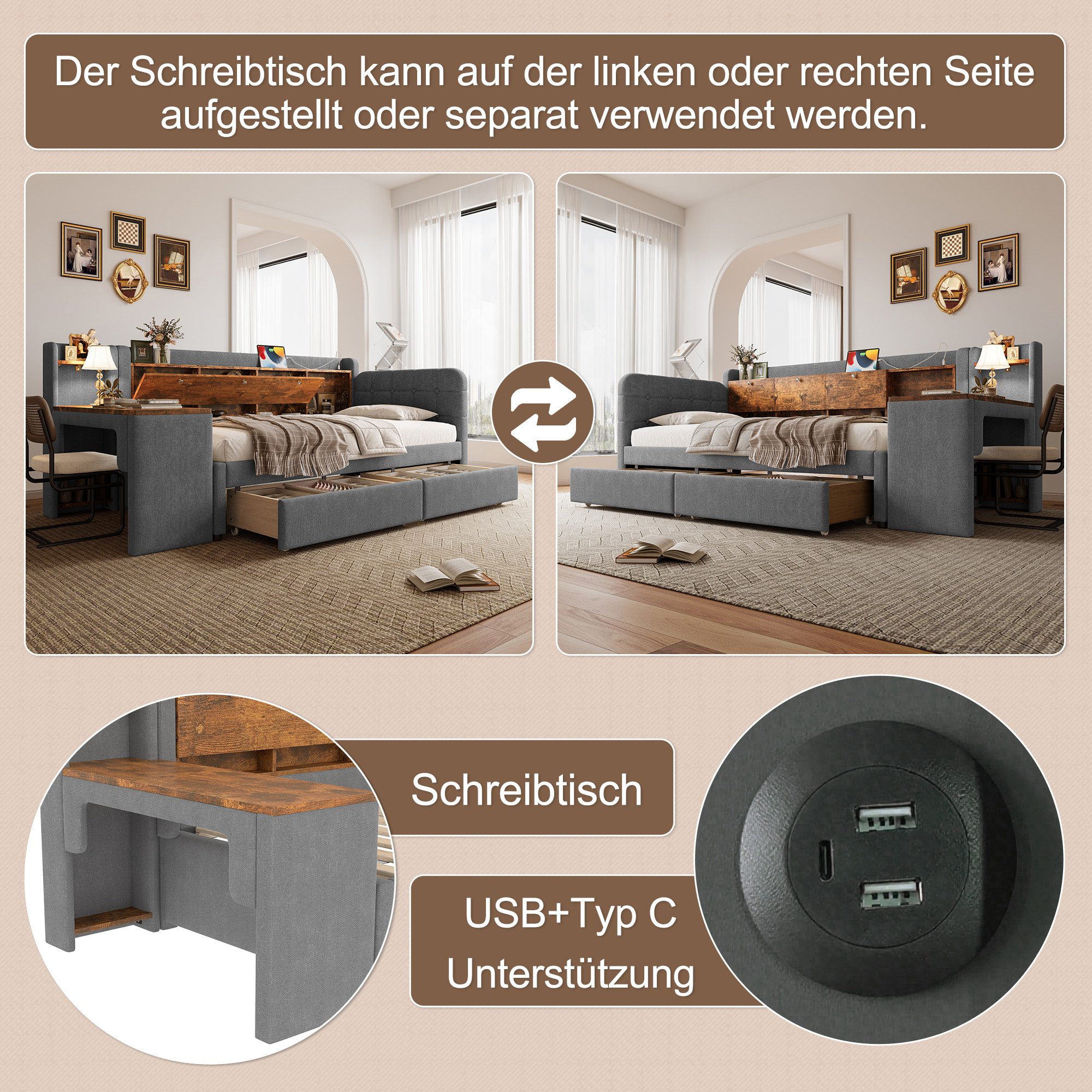 REDOM Schlafsofa Funktionsbett, mit Schubladen, flexibel günstig online kaufen