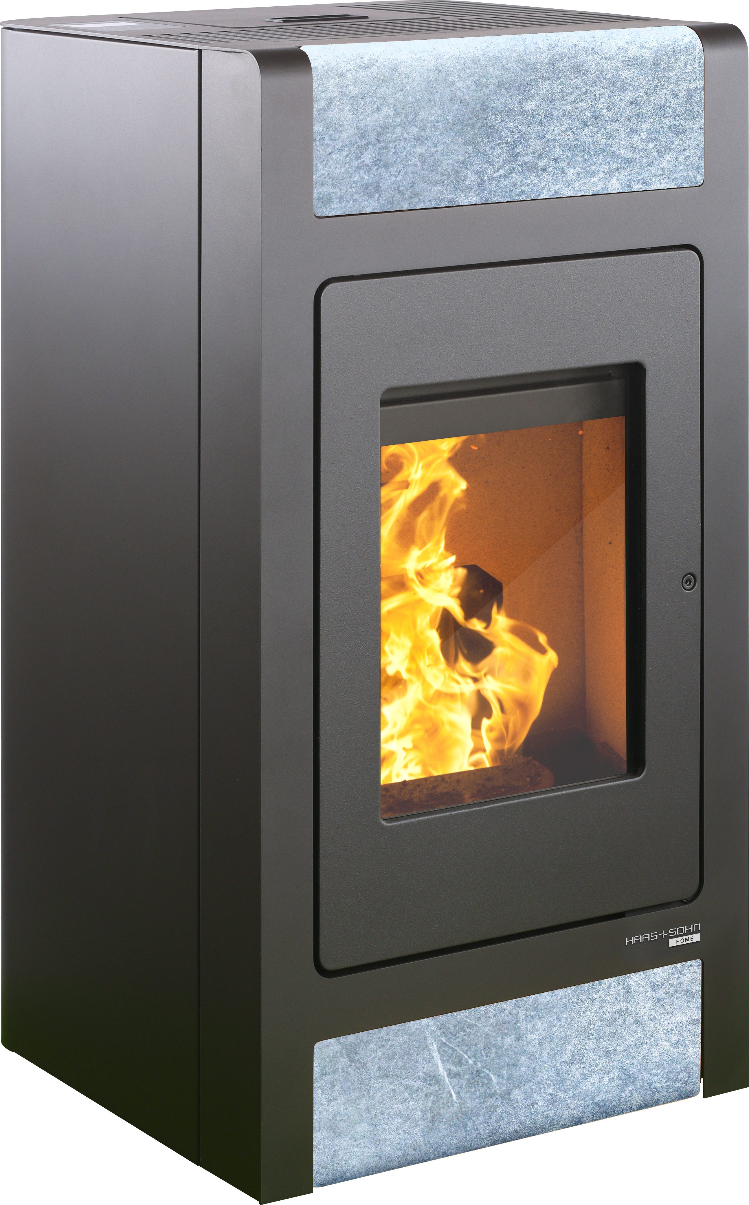 Haas + Sohn Pelletofen HSP 2.stone, tief-schwarz/Speckstein, Zeitbrand