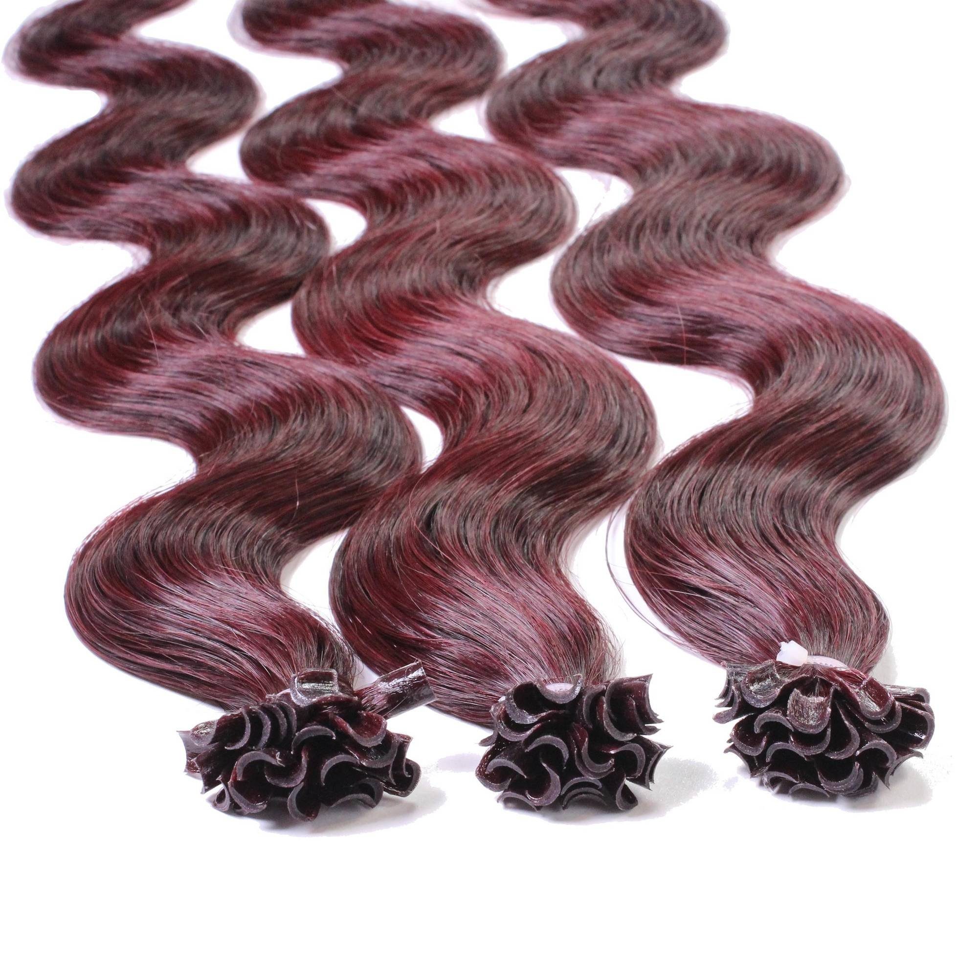 Extensions Violett 0.5g 40cm Hellbraun hair2heart #55/66 Echthaar-Extension gewellt Bonding