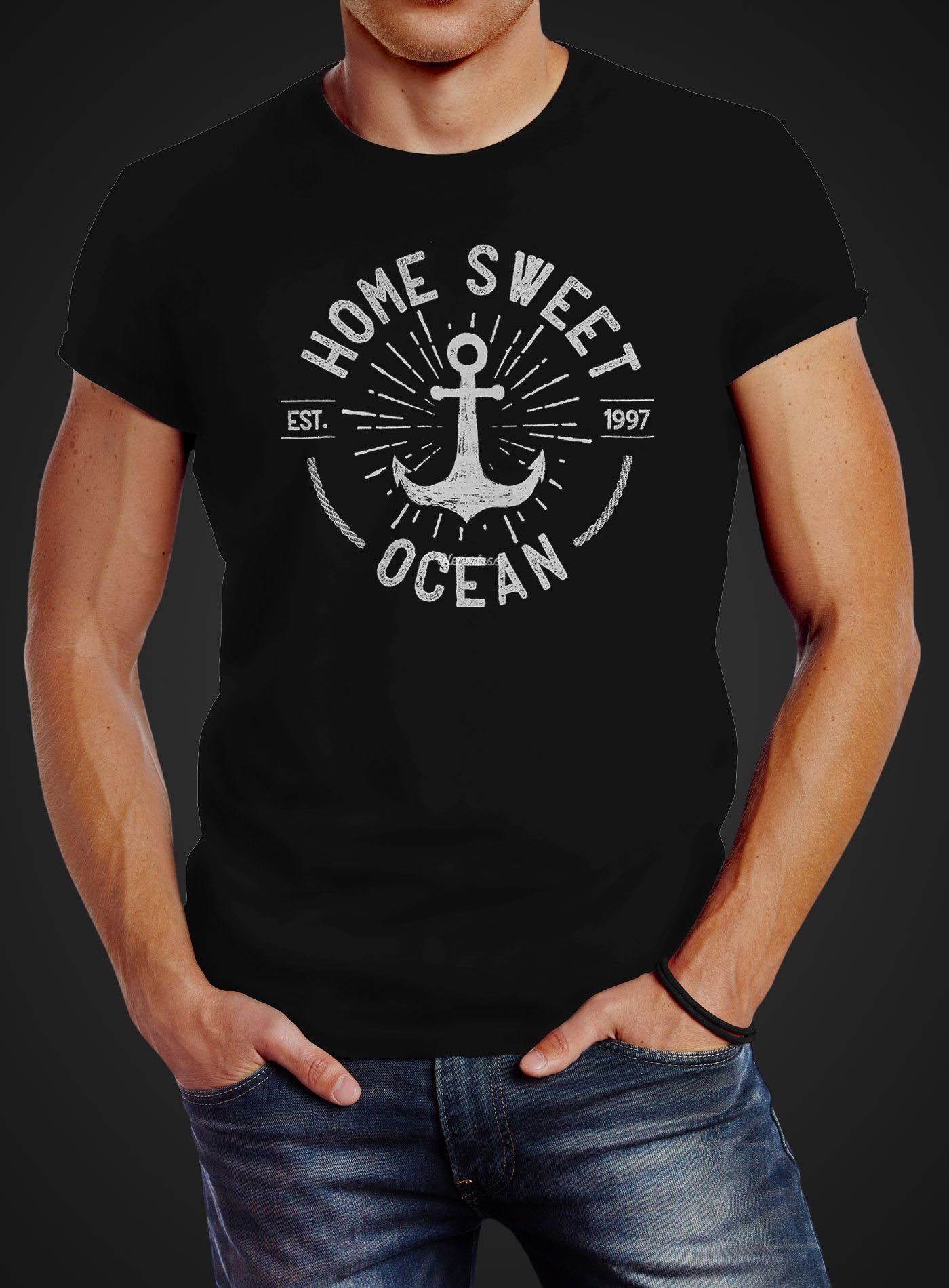 Neverless Print-Shirt Neverless® Herren T-Shirt Anker günstig online kaufen
