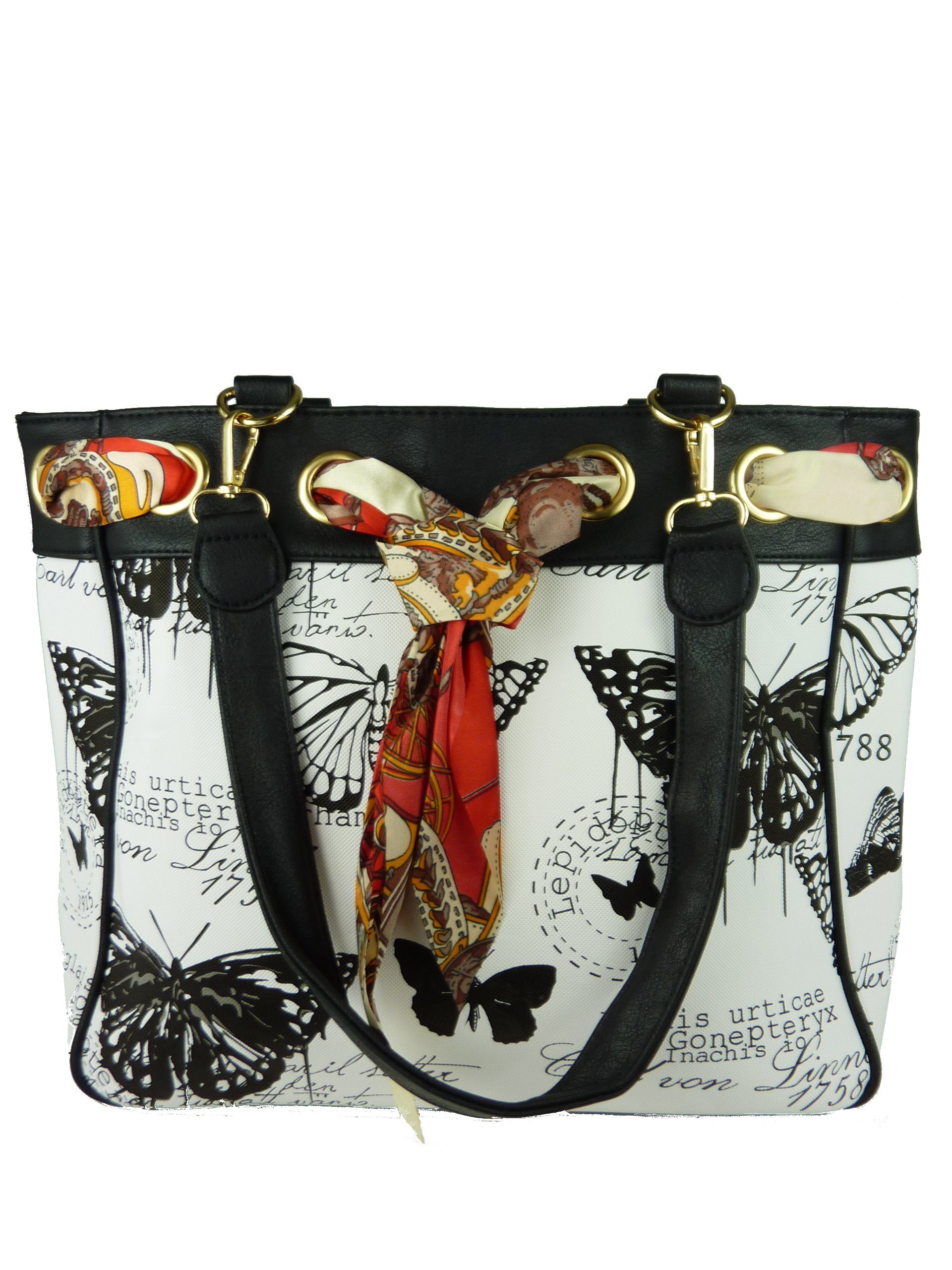 Taschen4life Shopper Damen Butterfly moderne Stil Vintage Schultertasche Shoppertasche schwarz 5817, im casual große 