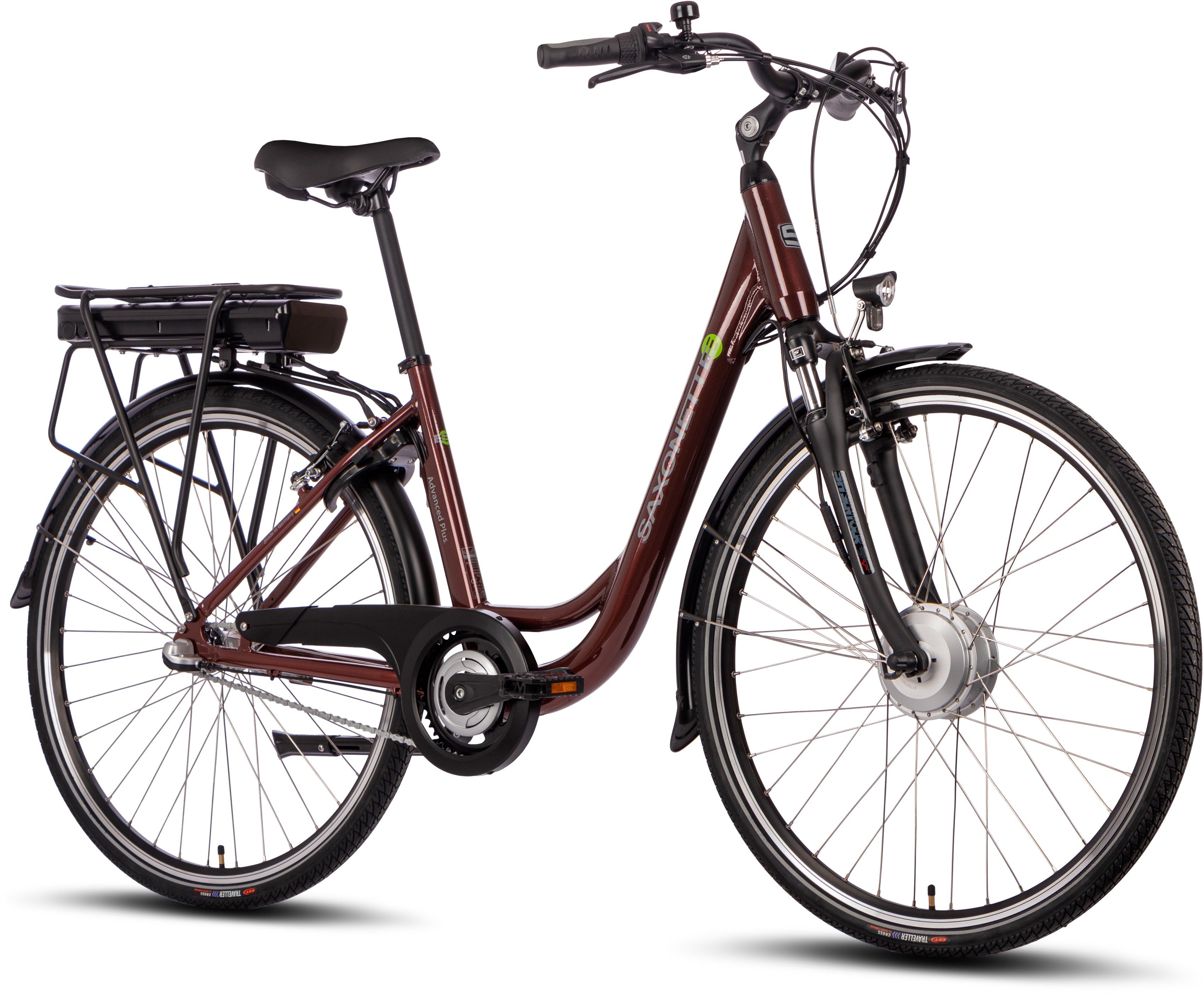 SAXONETTE E-Bike Cityrad Advanced Plus, 3 Gang Shimano SHIMANO Nexus Schaltwerk, Nabenschaltung, Frontmotor, 375 Wh, (mit Akku-Ladegerät u. integr. Rahmenschloss), Pedelec, Elektrofahrrad für Damen u. Herren