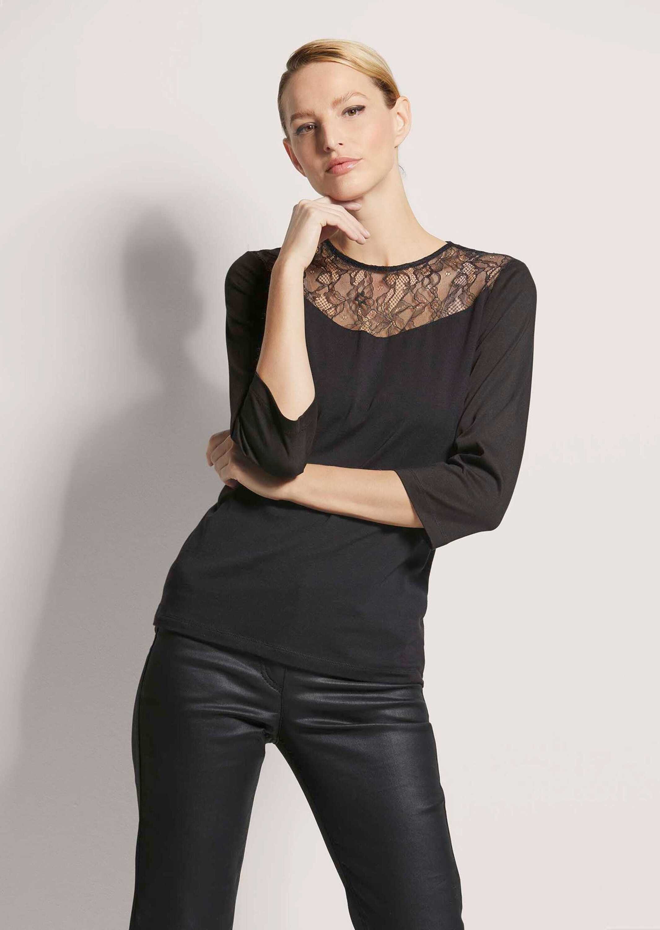 MADELEINE Kurzarmshirt Rundhals-Shirt mit Spitze günstig online kaufen