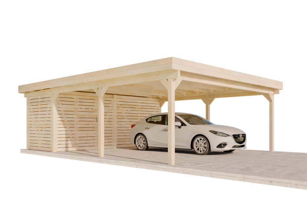 Alpholz Doppelcarport Freya, BxT: 598x790 cm, in Naturbelassen