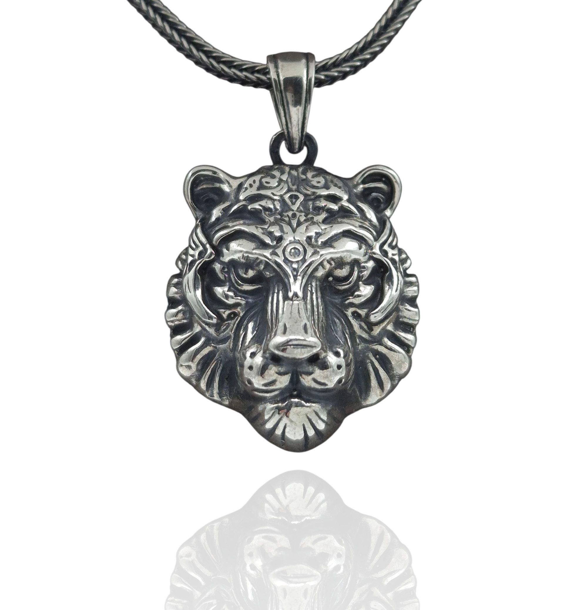 NAHLE Kette mit Anhänger Silber Tiger mit Silber Fuchsschwanz Kette 55cm 65 günstig online kaufen