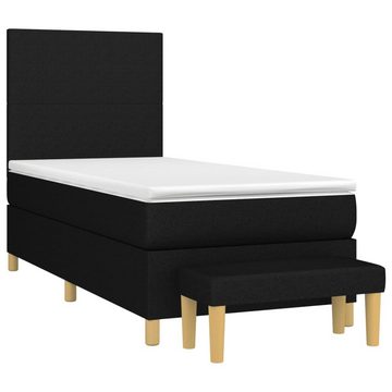 vidaXL Bett Boxspringbett mit Matratze Schwarz 80x200 cm Stoff