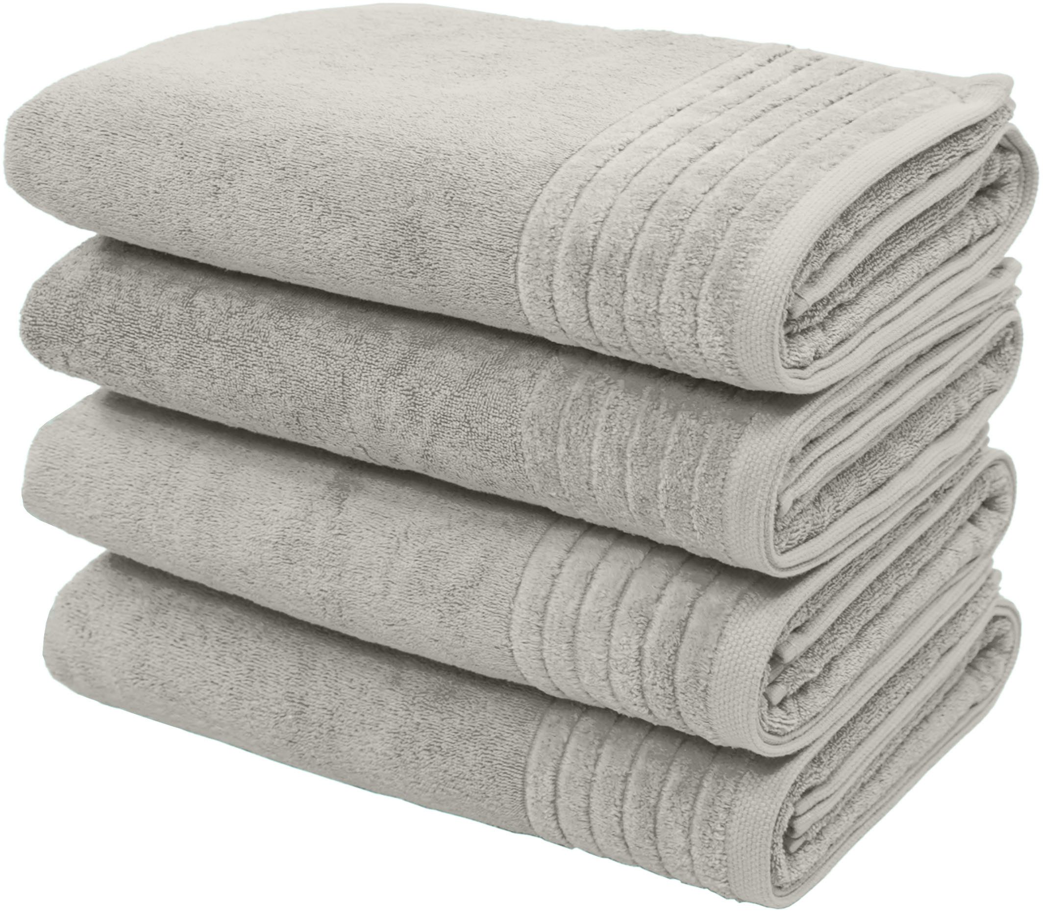 my home Duschtücher Sanremo Premium, Premium Handtücher, 600 gr/m², 70x140cm, Frottier (Set, 4-St), mit Bordüre, flauschig und weich, dicke Qualität, 5 Jahre Garantie