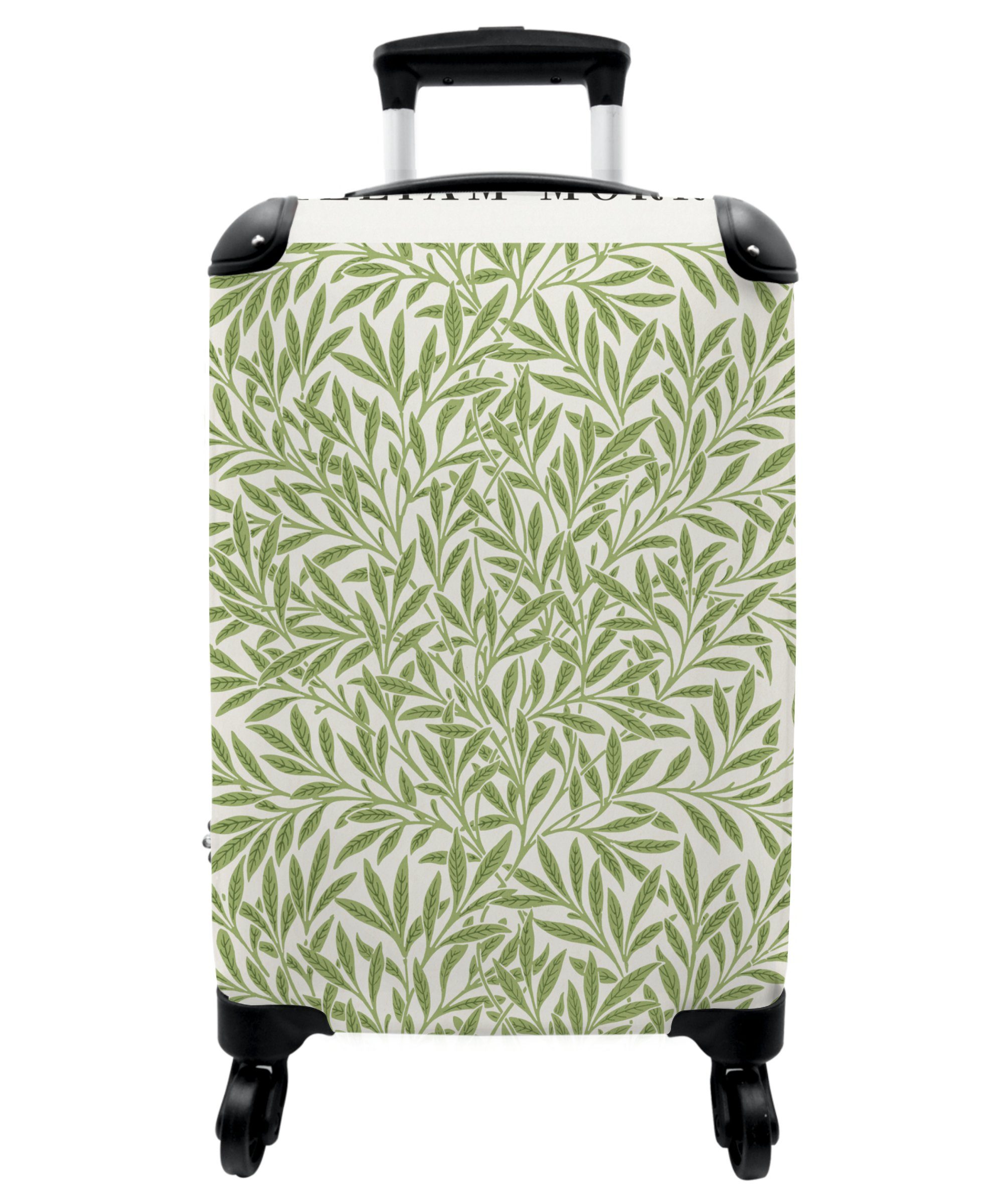 NoBoringSuitcases.com© Handgepäckkoffer 55x35x20cm Blätter - Muster - Grün - Natur, 4 Rollen, Handgepäck Trolley Rollkoffer Kleine Reisekoffer mit 4 Rollen - Cabin