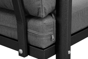 Konsimo Gartenlounge-Set FRENA Garten-Set hergestellt in der EU, (2x Sessel, 1x Tisch, Maße: 118x45x65 cm, 1x Sofa, 4-tlg), rostbeständig, Stahl/Schaumstoff/Gewebe, Modern, mit Auflage