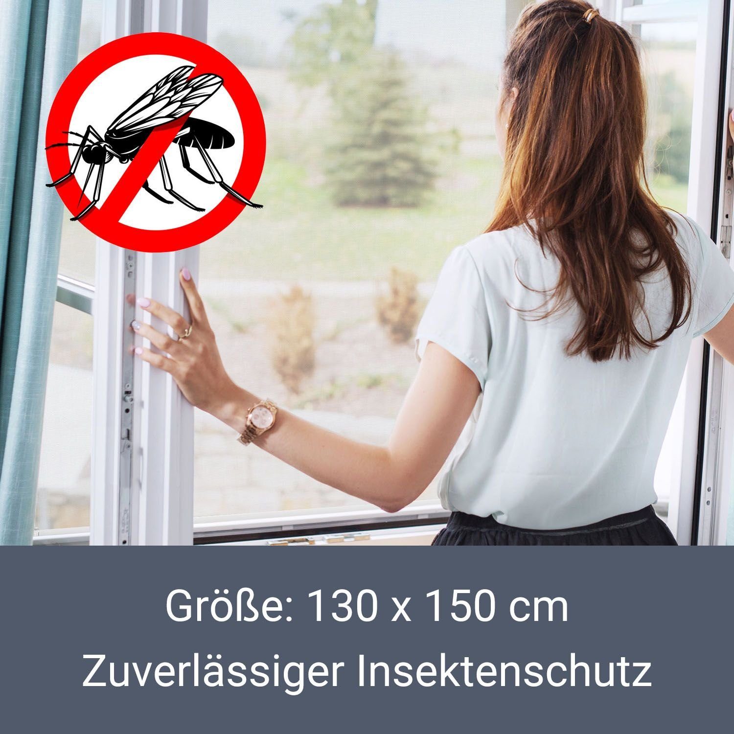 Juskys kürzbar, pflegeleicht Insektenschutz-Fensterrahmen Fliegenschutzgitter, individuell weiß