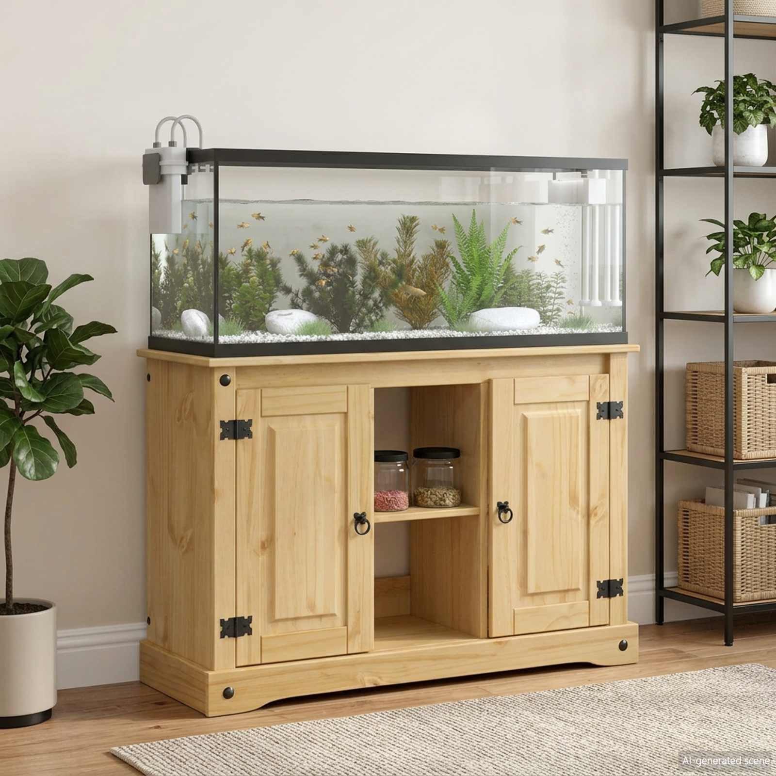 vidaXL Aquariumunterschrank Aquariumständer CORONA Braun 101,5 x 37 x 73 cm 300 kg (1-St) – Bild 2 von 5