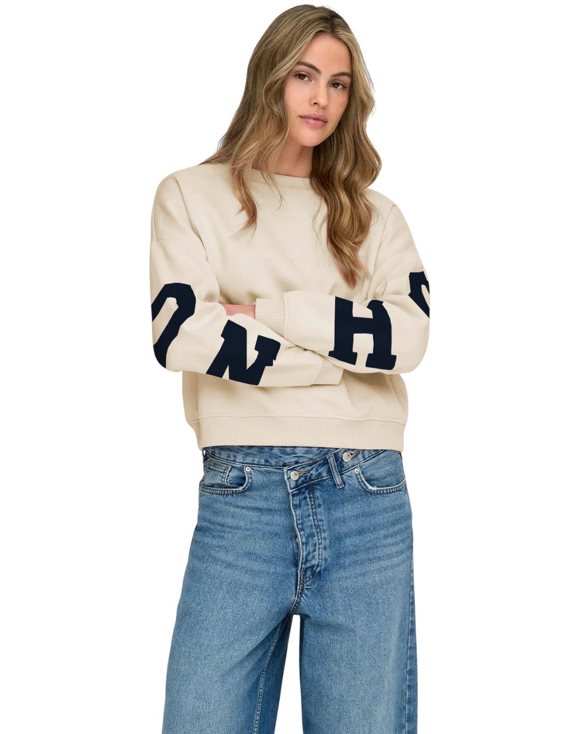 ONLY Sweatshirt Stylischer Loose Fit Pullover mit trendigem Aufdruck