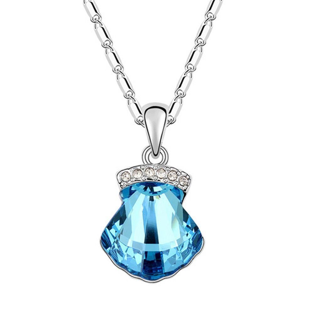 BUNGSA Ketten-Set Kette Blue Silber aus Messing Damen (1-tlg), Halskette Necklace