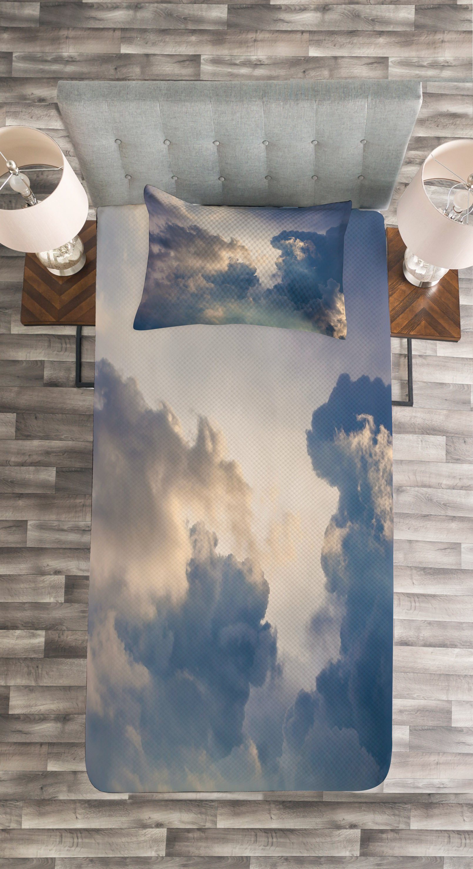 Waschbar, Regen Set Wolken Tagesdecke Abakuhaus, mit Sturm Kissenbezügen Natur Himmel