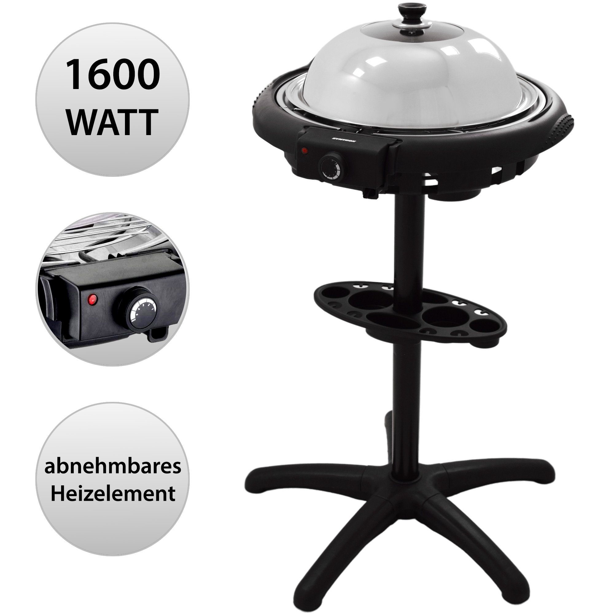 Syntrox Germany Elektro-Standgrill Elektrischer Rundgrill, 1600 W