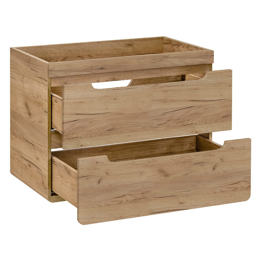 Lomadox Badmöbel-Set LUTON-56-CRAFT, (Spar-Set, 2-St), Waschtisch und Spiegelschrank Set in Wotan Eiche Nb., 81/200/46 cm