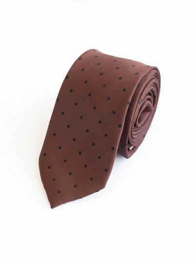 Fabio Farini Krawatte verschiedene Herren Schlips - Krawatten mit Punkten in 6cm Breite (ohne Box, Gepunktet) Schmal (6cm), Braun (Schwarz)