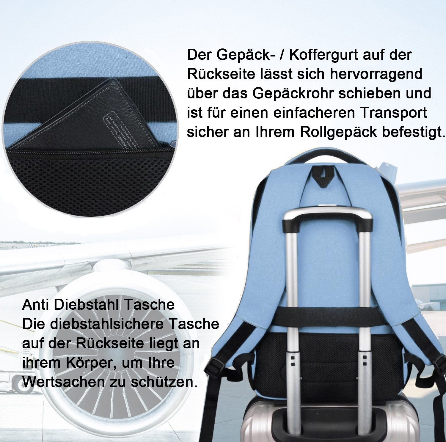 OKWISH Laptoprucksack Laptop Rucksäcke Schulrucksack Wasserbeständig Laptoptasche (Uni Tasche Businessrucksack Sportrucksack, Anti-Diebstahl, Backpack mit Lapto – Bild 3 von 5