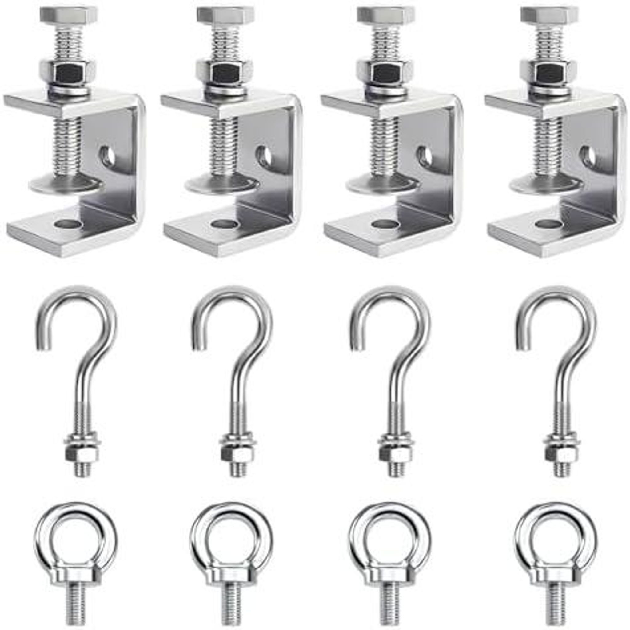 FELIXLEO Spanngurt 12 Stück C Klemmen Edelstahl, Klemmweite 0 bis 25 mm, 30 mm Öffnung