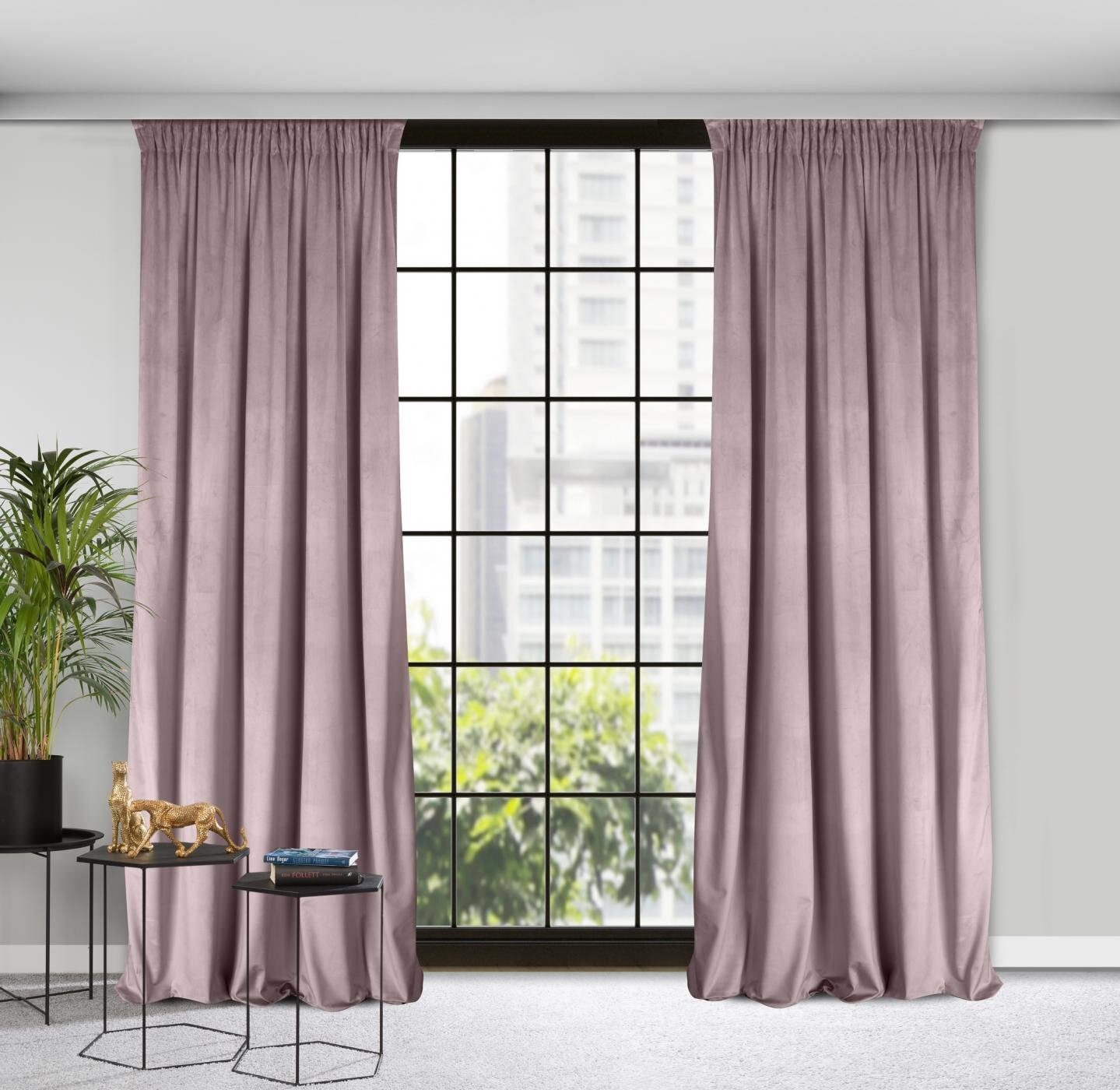 Design91 Vorhang Samtvorhänge 140x270 cm 135x300 cm (1 St), Kräuselband, blickdicht, Samt, Wohnzimmer Tunnelzug