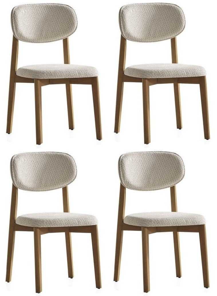 Xlmoebel Sitzgruppe Exklusives Weißes 4er Stuhlset Textil Holz Polsterstühle Esszimmer, (4-tlg., 4er-Set)