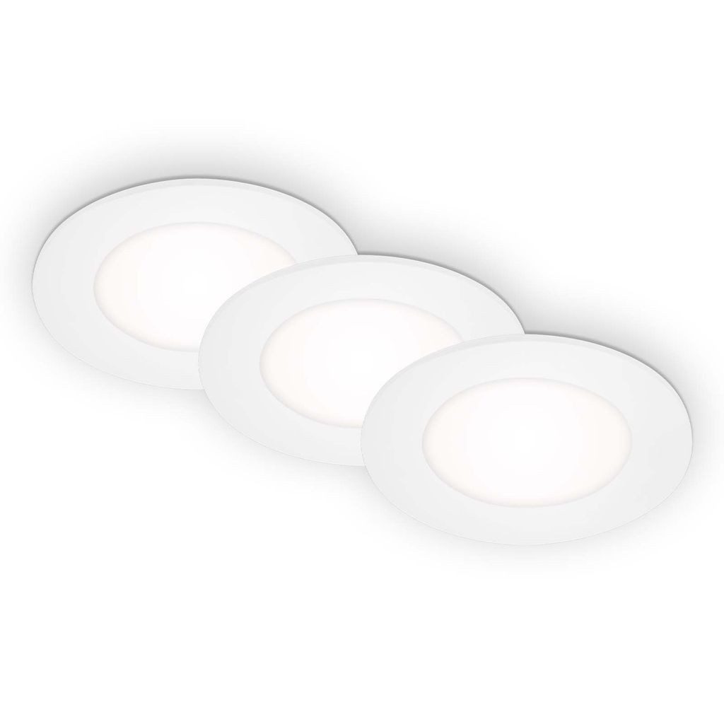 Briloner Leuchten LED Einbaustrahler 7057-436, LED fest integriert, 2700K - Extra-Warmweiß, Einbauleuchte 3er Set 3W 350lm 4000K IP65 Ø 8,6cm