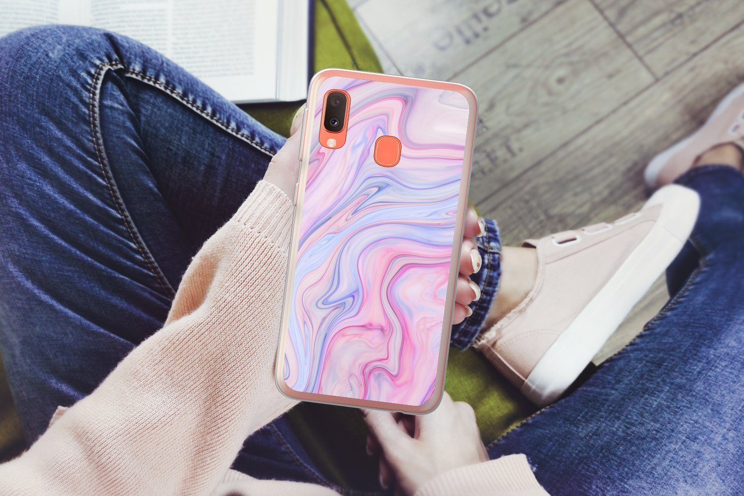 MuchoWow Handyhülle für Samsung Galaxy A20e Marmor - Farben - Pastell, Smartphone-Bumper, Print, Handy Schutzhülle Dünn