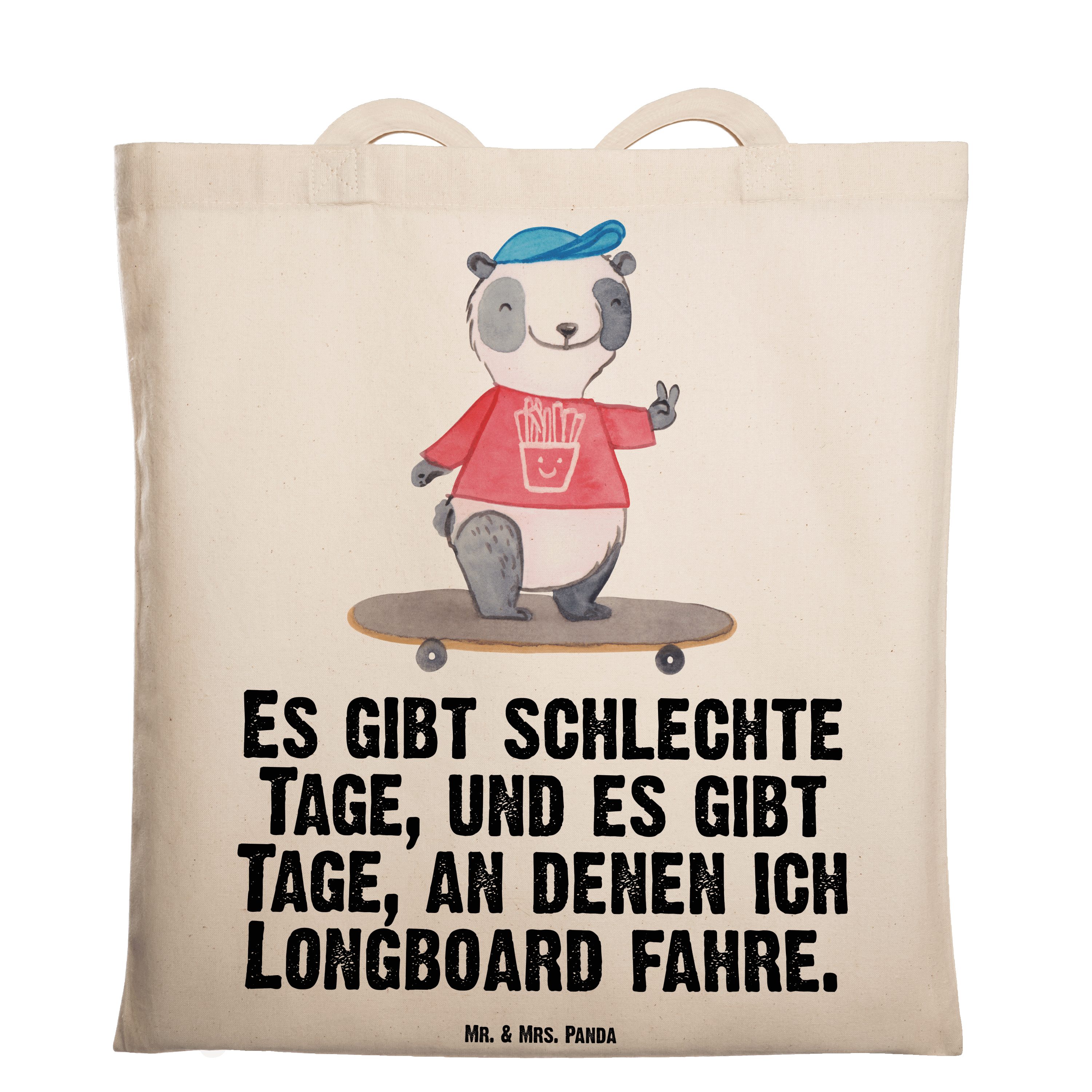 Panda - - Geschenk, Mrs. Panda Tage (1-tlg) & Transparent Tragetasche Longboard fahren Skaten, Mr. Stoffbe