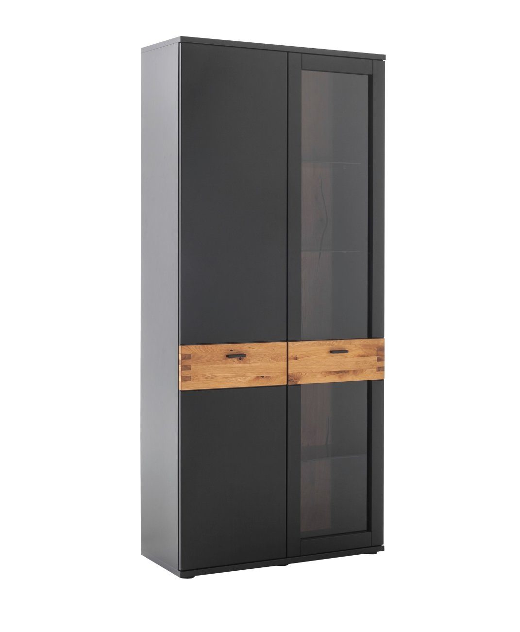 Empinio24 Vitrine TL3100 Breite mit + 90 2 teilmassiv anthrazit cm, Wildeiche, Türen