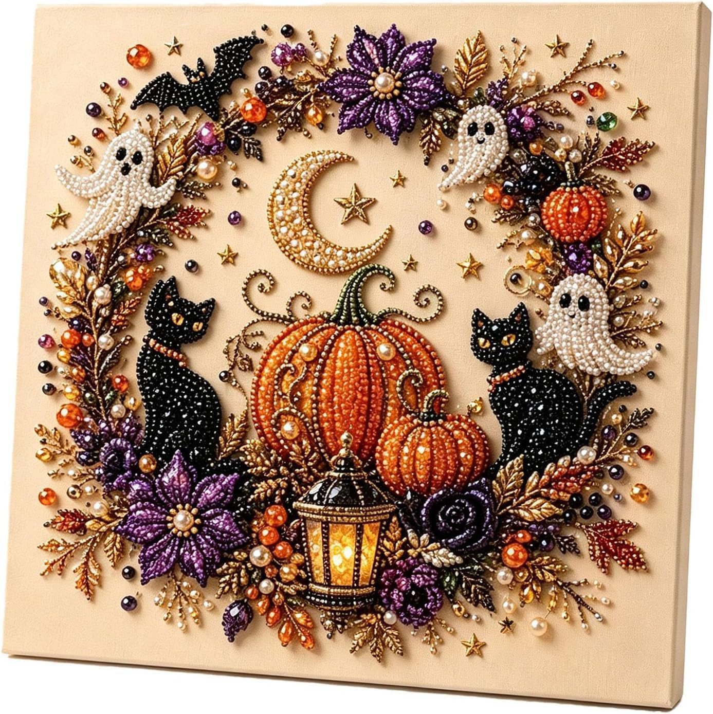 CLTYQ Kreativset DIY-Kreativset für ein Halloween-Geister-Perlenbild, Halloween-Bastelset für Erwachsene, Kinder und Anfänger