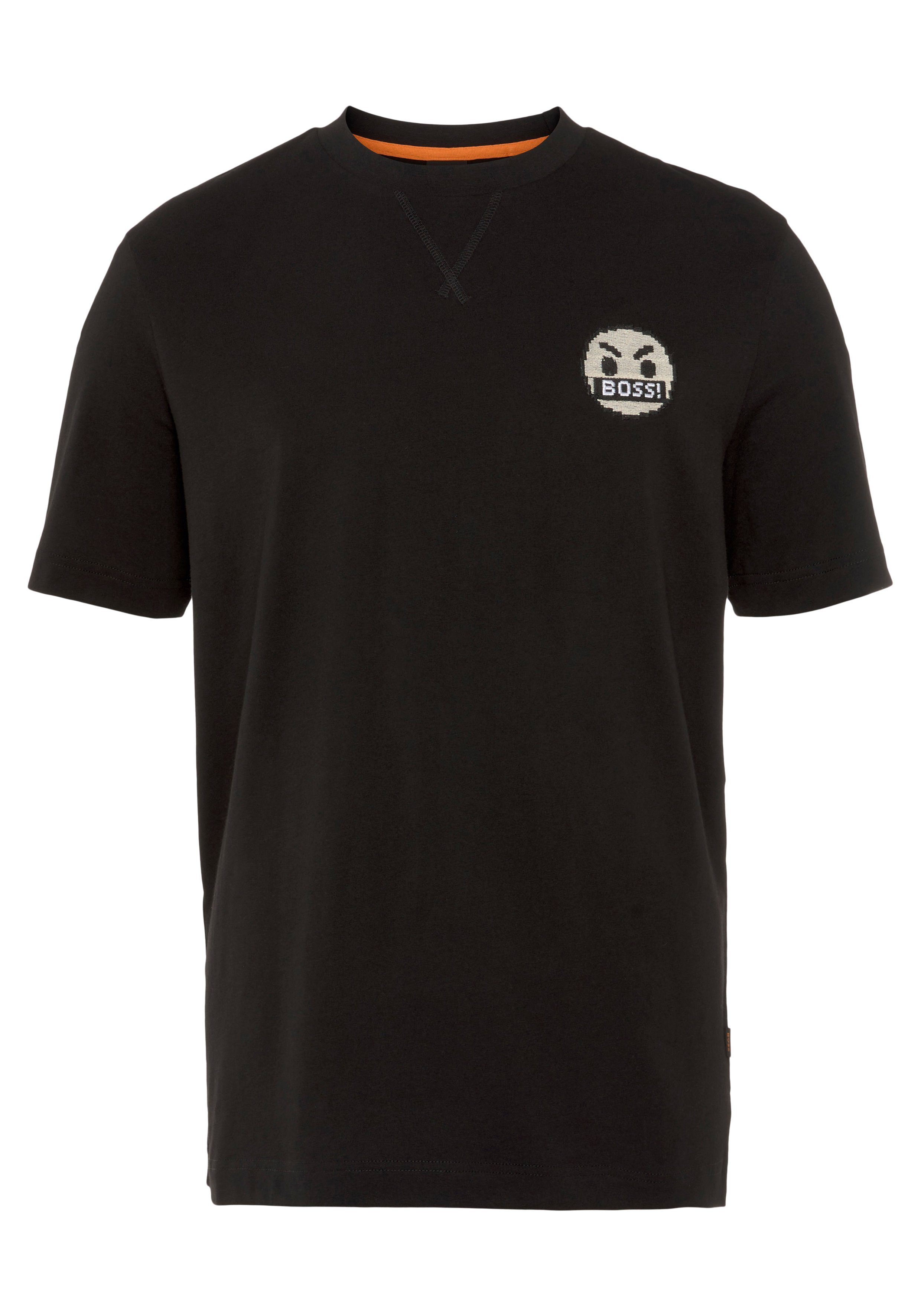 BOSS ORANGE T-Shirt Teglitchlogo mit Boss Label auf der Brust Black002