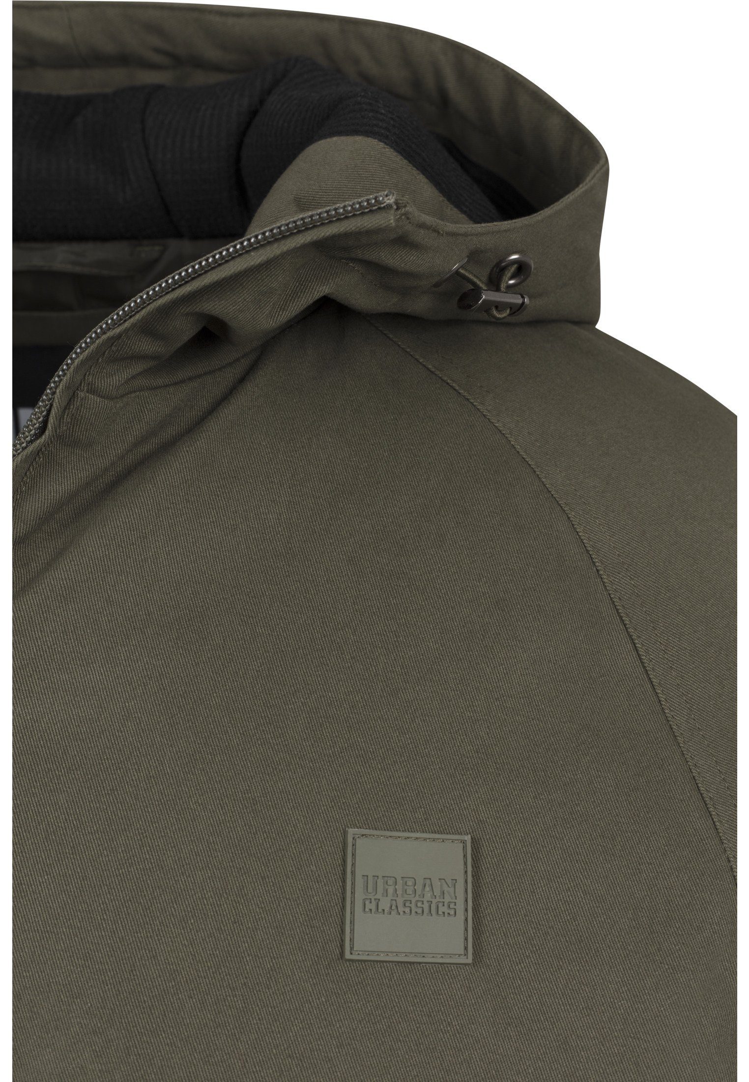 URBAN CLASSICS Winterjacke Herren Hooded Zip Darkolive (1-St) Jacket 20551 Cotton