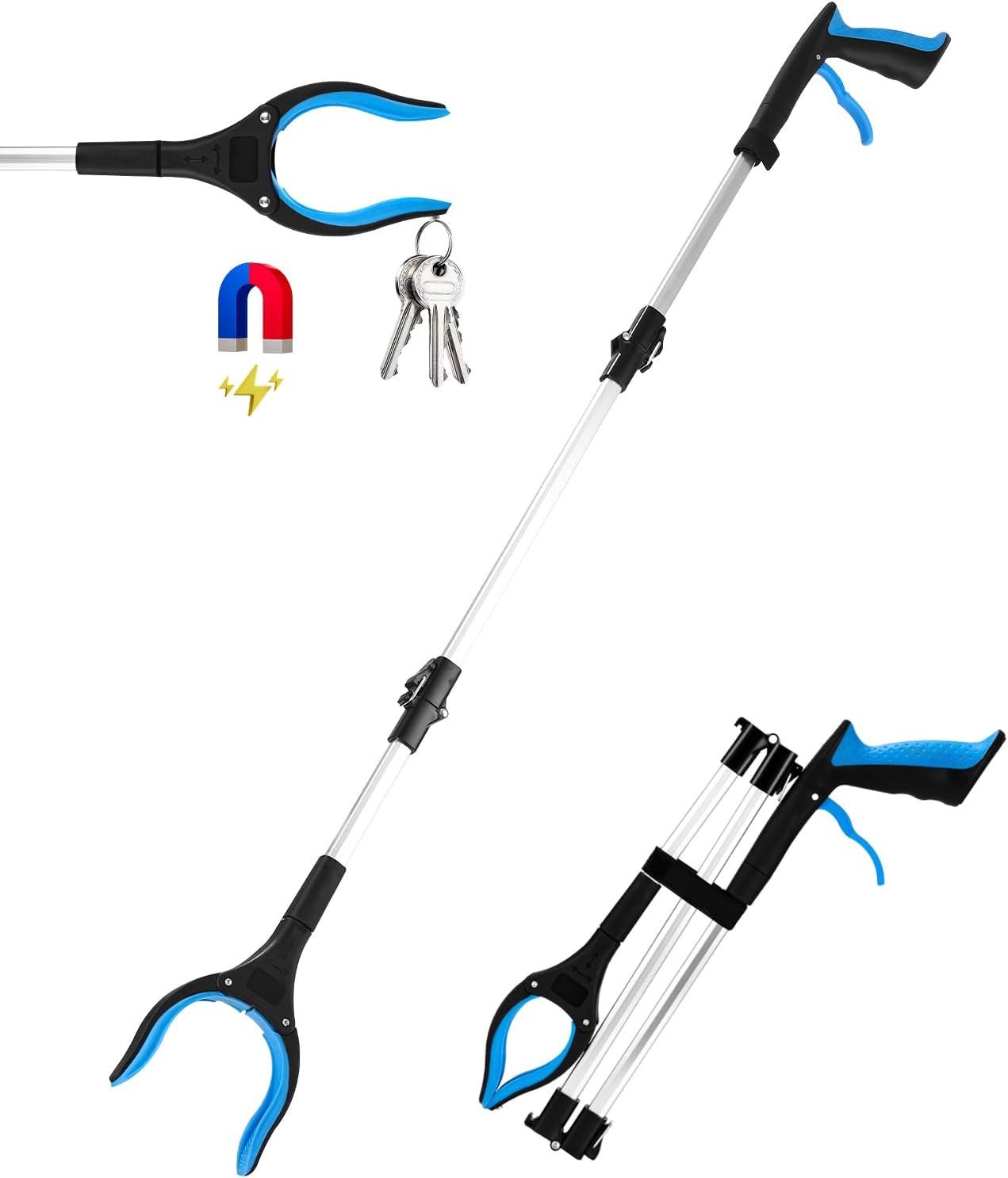 FELIXLEO Greifzange Faltbare Greifzange für Senioren Müllzange Aluminium Lang 110cm Blau, 1-tlg.