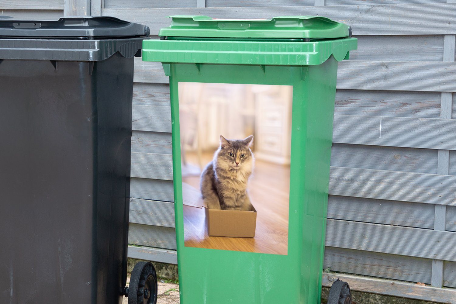 Mülltonne, Wandsticker Niedliche in Mülleimer-aufkleber, (1 MuchoWow kleiner Katze Sticker, Box Abfalbehälter St), Container,