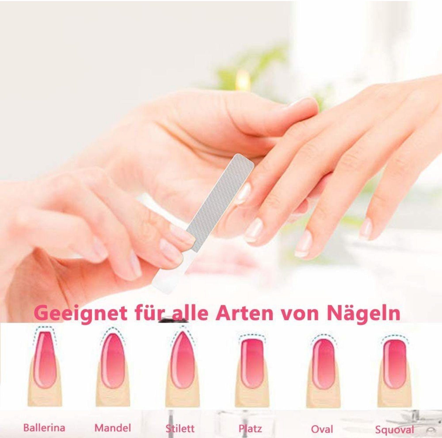 Stück, Kristall Nano Maniküre Professionelle Design Glasnagelfeile Pflege Ailiebe Nagelfeilen, 2 2er für Set 2-tlg., Naturnägel