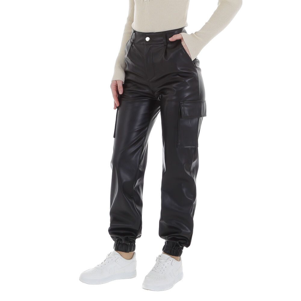 Ital-Design Lederimitathose Damen Freizeit (86365177) Stretch Jogginghose i günstig online kaufen