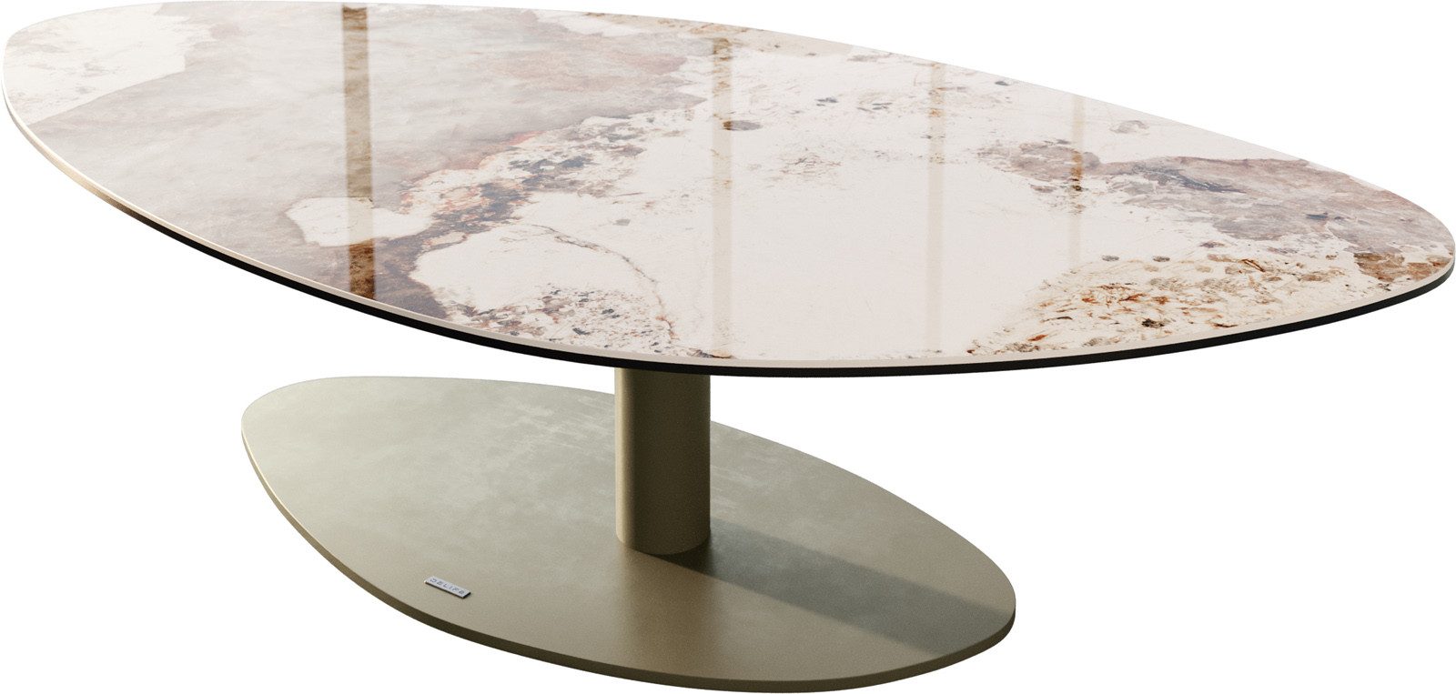 DELIFE Couchtisch Edge, Organisch 140x76 cm Keramik Minas Melange Vibany Metall Effektfinish T