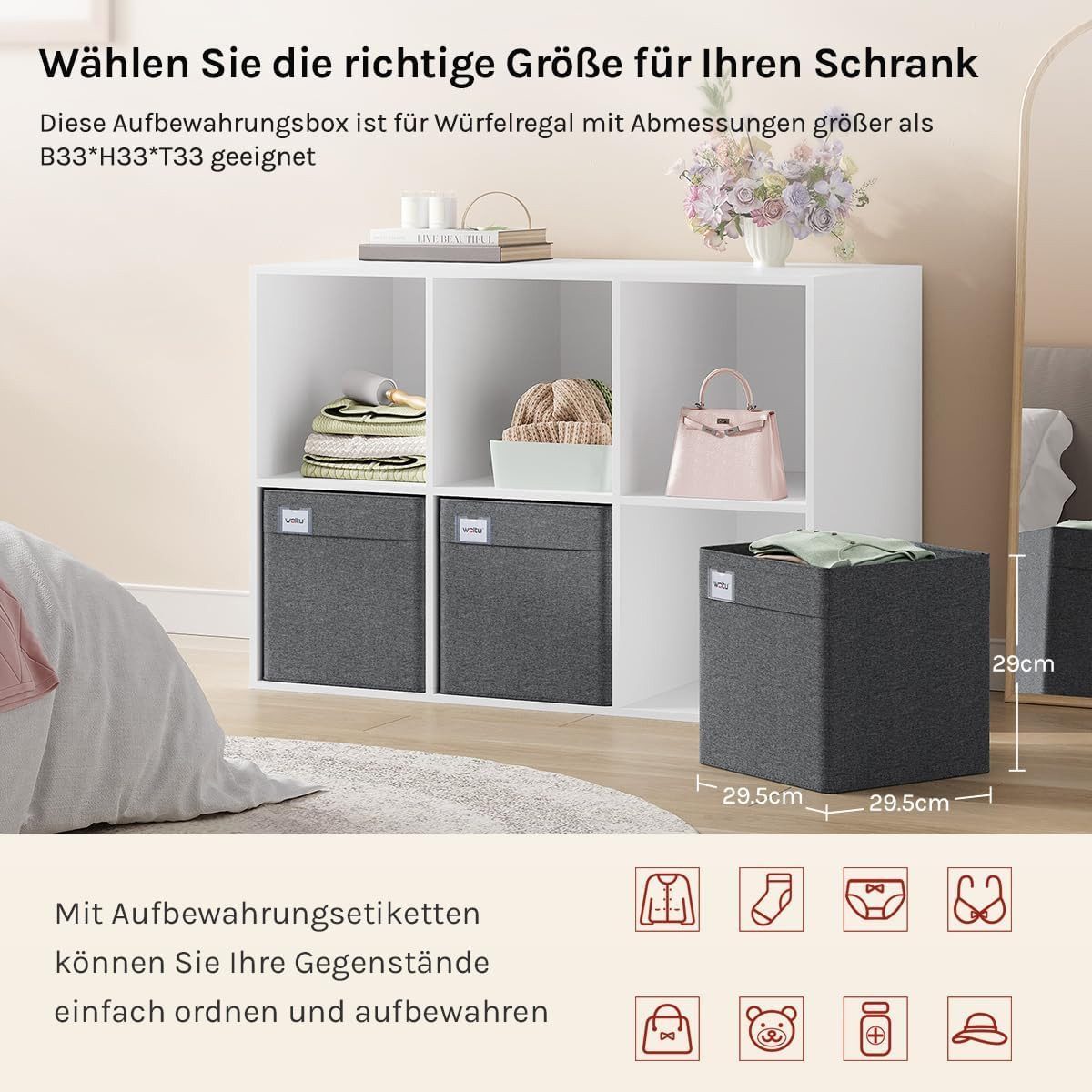 Woltu Aufbewahrungsbox (10 St), mit Griffen, Stoffbox Aufbewahrung, Regal E günstig online kaufen