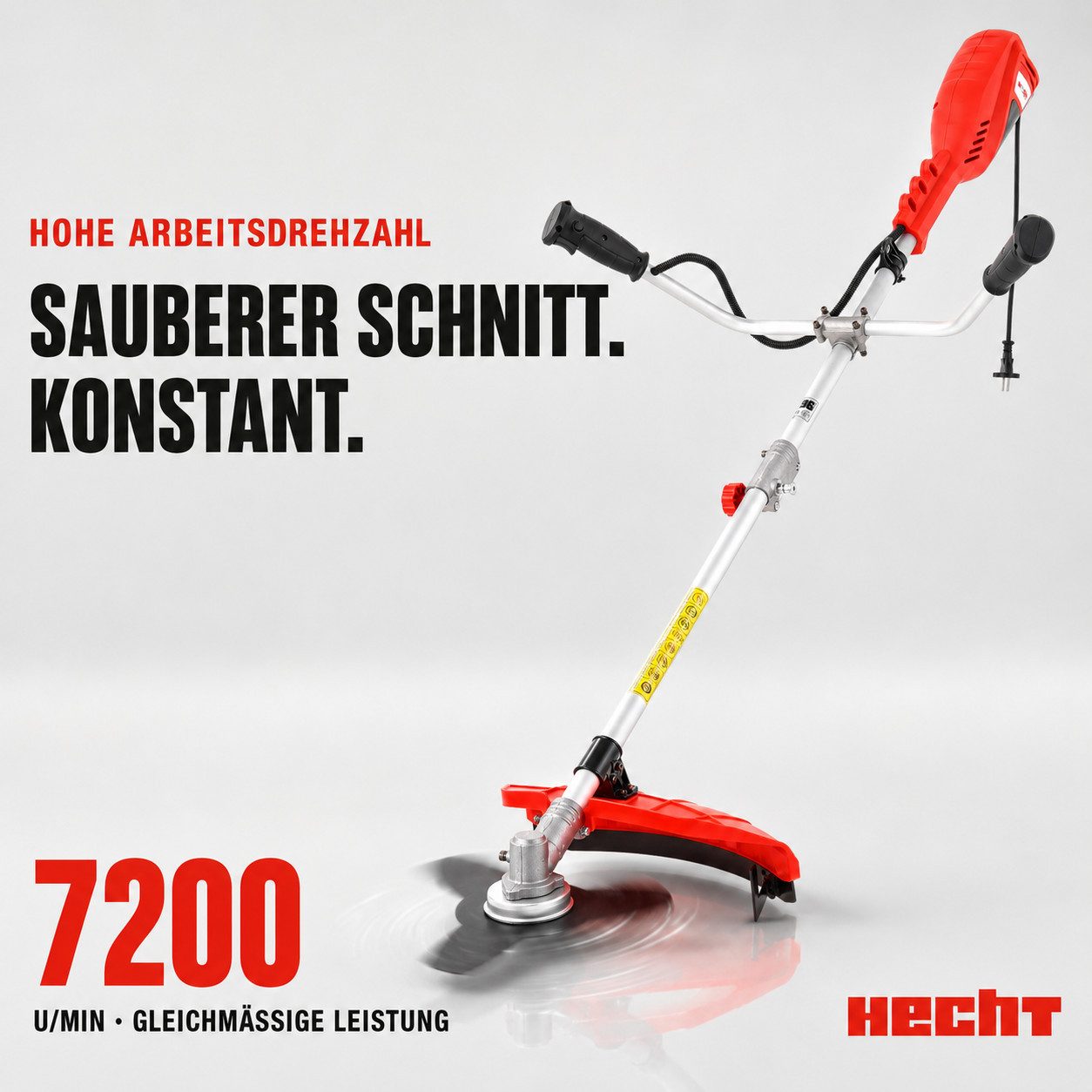Hecht Elektro-Freischneider Motorsense 1445, 25,4 cm Arbeitsbreite Messer, 42 cm Arbeitsbreite Faden, 1400W, inklusive Tragegurt