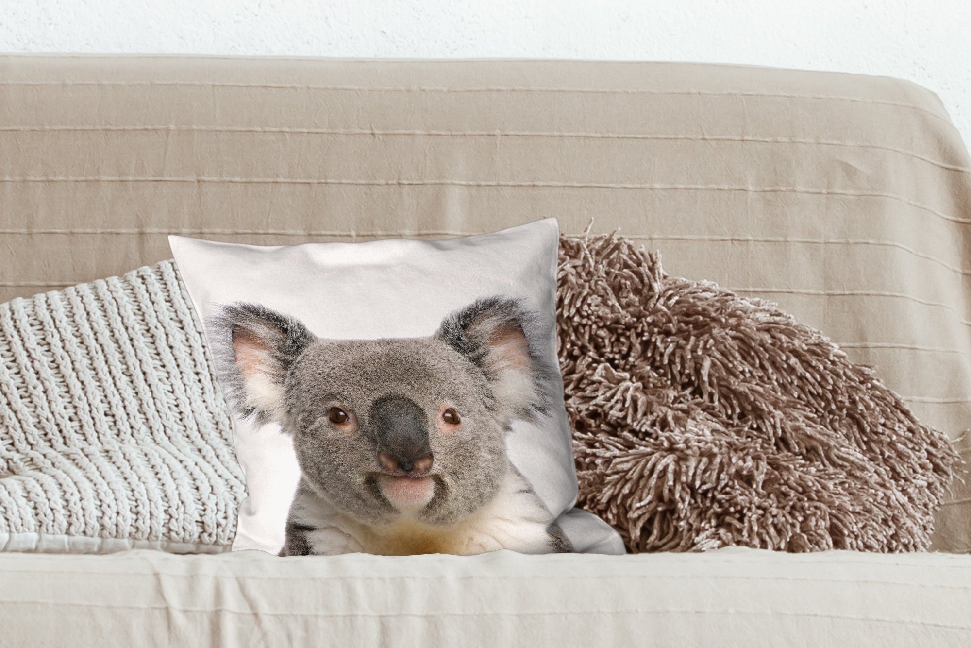 Koala Bär Koala Zierkissen Mädchen mit - Sofakissen Füllung Schlafzimmer, - - Dekokissen MuchoWow Deko, Wohzimmer, für Tiere, Jungen -