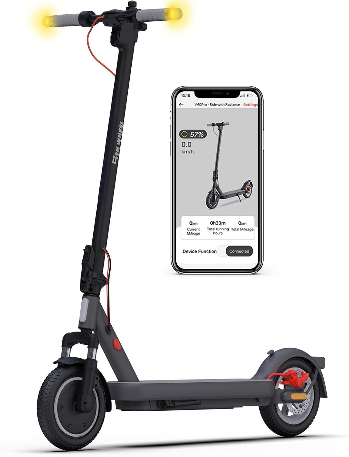 5TH WHEEL E-Scooter V40 Pro mit Straßenzulassung 400W Blinker App vollgefedert 10 Zoll, 400 W, 20 km/h, Diebstahlschutz, App-Unterstützung, bis 40 km Reichweite